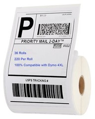 36 Rolls 220/Roll Direct Thermal Shipping Labels 4×6 Compatible Dymo 4XL 1744907