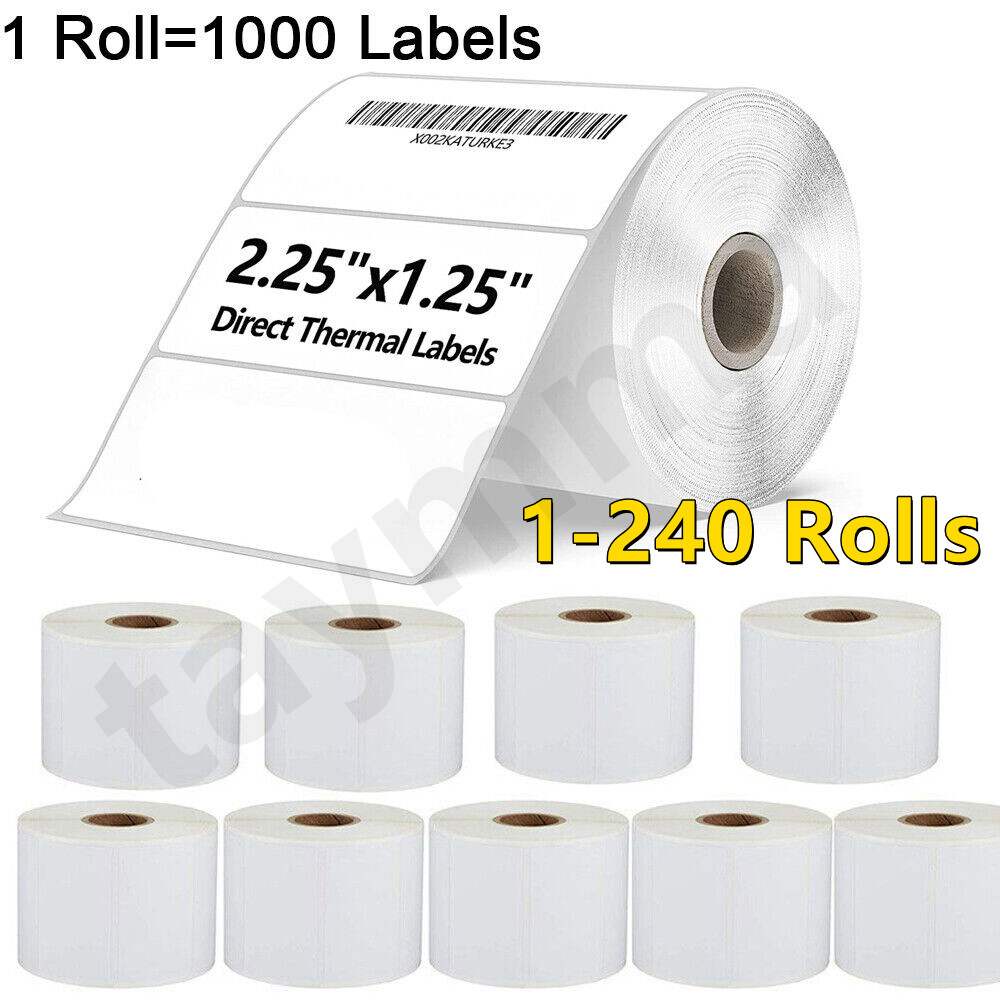 2.25″x1.25″ Direct Thermal Labels for UPC Barcodes Zebra Printer 1000 Per Roll
