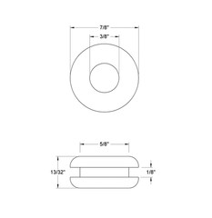 Rubber Grommet to fit 5/8″ Hole 1/8″ Thick Panel – 3/8″ Inner Diameter