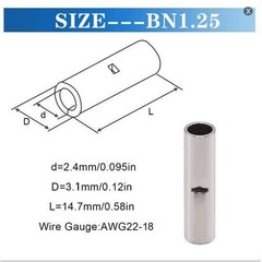22-8-1/0-2/0-4/0AWG Bare Butt Splice Connectors Tinned Non-Insulate Terminals