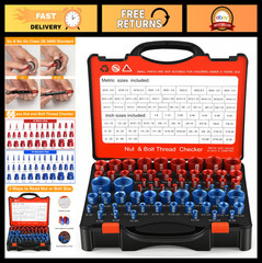 66 Pcs Nut & Bolt Thread Checker – 34 Standard, 32 Metric Size Finder Tool, Scre
