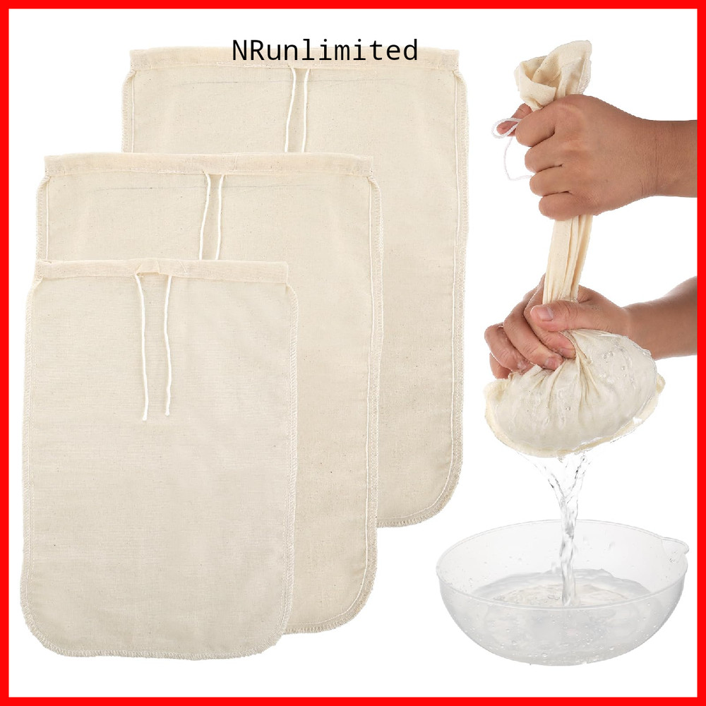 Gjinxi Nut Milk Cloth Strainer 3 Pcs Cheesecloth Filter Bags Reusable Cotton