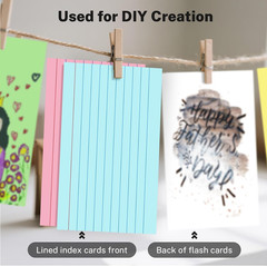 Multi-Color Index Cards 3X5 250 Ct Ruled Flash Cards 50 Pk of 5 Multi-color