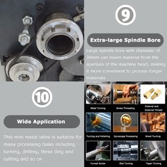 110V Precision Inch Thread Metal Lathe WM210V Variable Speed Lathe 8″*32″