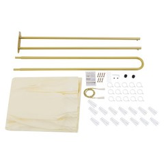 Gold U Shaped Room Divider Curtain Wall Mounted Privacy Partition Beige Sheer