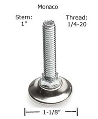 16 Pack Monaco 1/4-20 Non-Swivel W/Hex White Nylon Base Leveler MONO-30 16 Pack