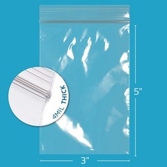GPI – 3 X 5 Clear Plastic Zip Bags, 1000 Count, Heavy-Duty 4 Mil Thick Durable P