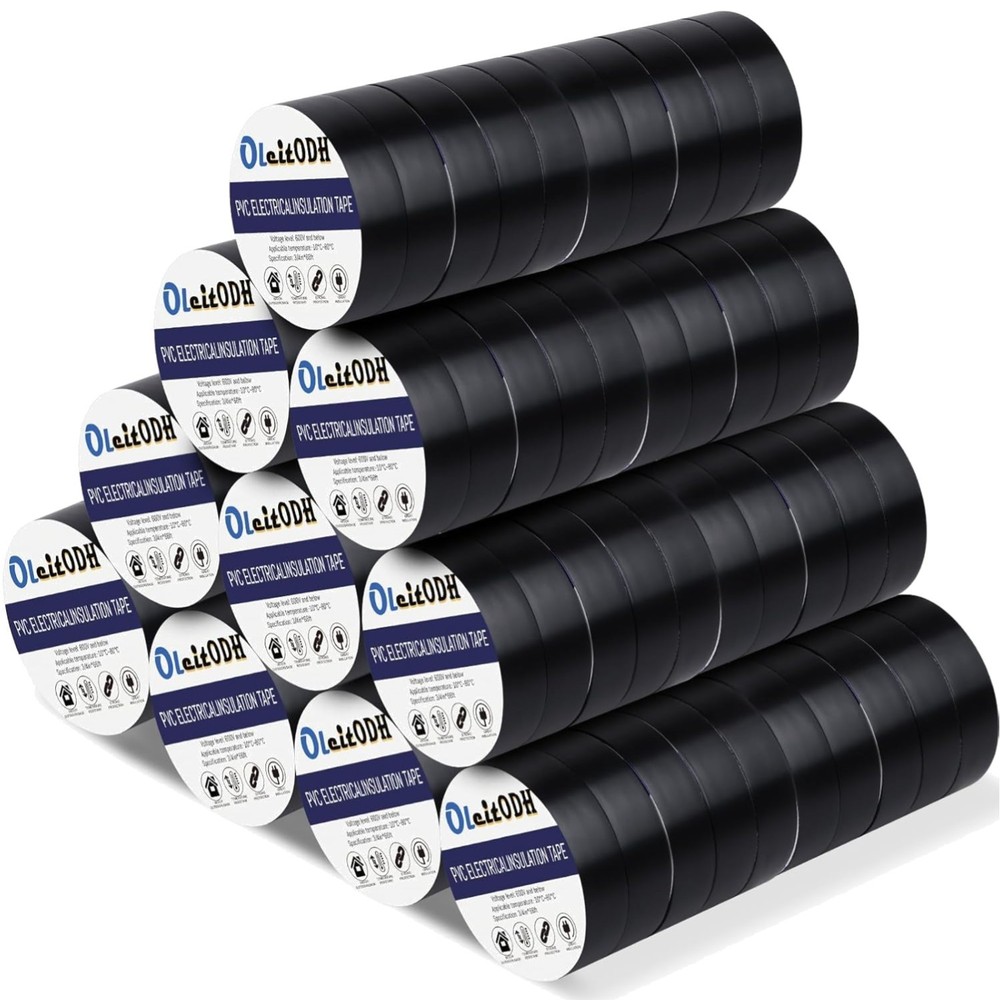 100 Rolls Black Electrical Tape Bulk 3/4 Inch x 66ft, Waterproof Vinyl Electr…