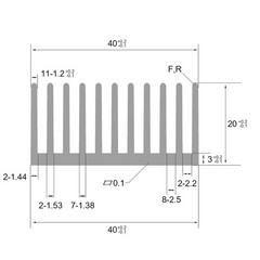 Black Aluminum Heat Sink 40x40x20mm with Thermal Conductive Adhesive Tape