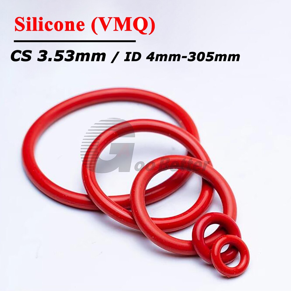 O Rings 3.53mm Cross Section Food Grade Red Silicone O-Ring Seals Washer Gasket