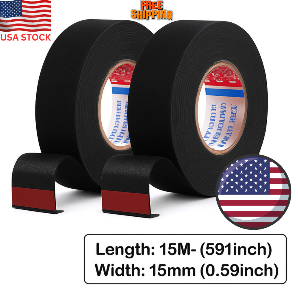 2 Rolls 50Ft Automotive Wire Harness Cloth Tape Heat Resistant Noise Dampening