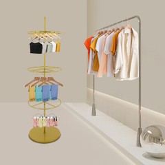 3-Tier Rotatable Round Display Rack for Clothing – Metal Clothes Organizer