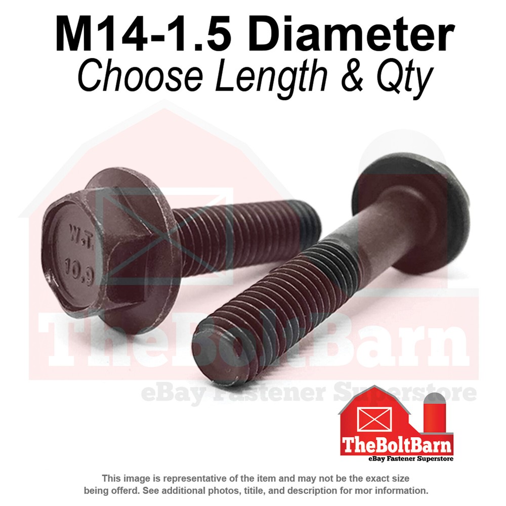 M14-1.5 Class 10.9 Hex Flange Screws Frame Bolts Phos & Oil (Pick Length &Qty)