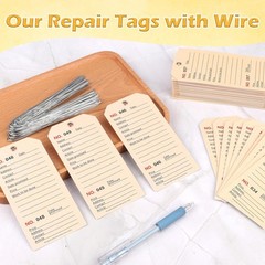 100 Pack Repair Tags with Wire Service Repair Tags Numbered with Wire Durable 2.