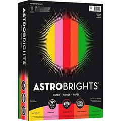 Bright Color Paper, Wausau Astrobrights, Letter Paper Size, 24 Lb, Assorted