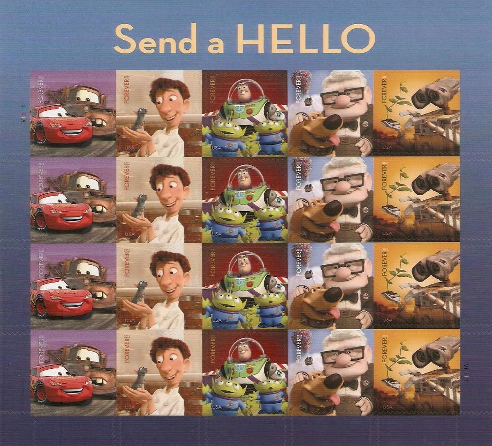 United States Postal Service Usps Send A Hello Pixar Films Sheet Of 20