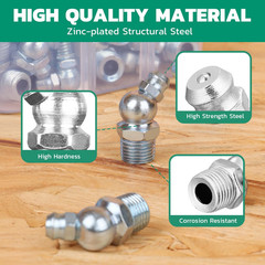 50PCS 1/4″-28 Grease Fittings Kit, SAE Zerk Grease Fittings 90 Degree with Greas