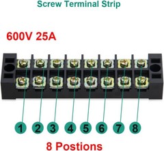 1-10 Sets 8 Positions Dual Row 600V 25A Screw Terminal Strip Blocks with Cover