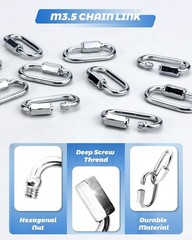 20 Pack 304 Stainless Steel M3.5 Chain Link 1/8 Inch D Shape Locking Quick New
