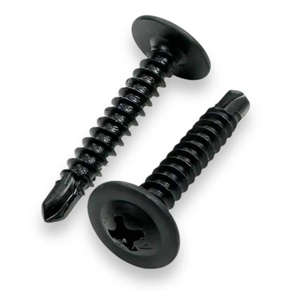 #8 x 1/2″ Phillips Black Sheet Metal Screws, Self Drilling (150 Qty)