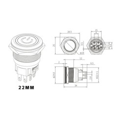 12/16/19/22mm Waterproof Momentary / Latching LED Push Button Switch Metal 3~24V