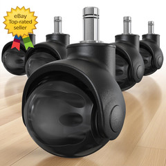 Office Chair Wheels Replacement 2 Inch Rubber Casters Set of 5 Heavy Duty Black