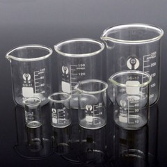 1 Set 7pcs 5/10/25/50/100/150/250ml Glass Beaker Chemistry Laboratory
