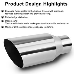 2.5 Inch Inlet Exhaust Tip, 2.5″ Inlet 4″ Outlet 9″ Overall Length Stainless …