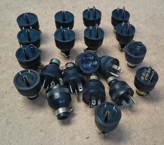 2 New 20A 125V Male Round Rubber Plugs Industrial (2-Flat 1-Round) Free US Ship