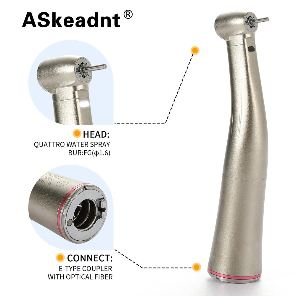 Dental 1:5 LED Fiber Optic Electric Handpiece Contra Angle / Cartridge Turbine