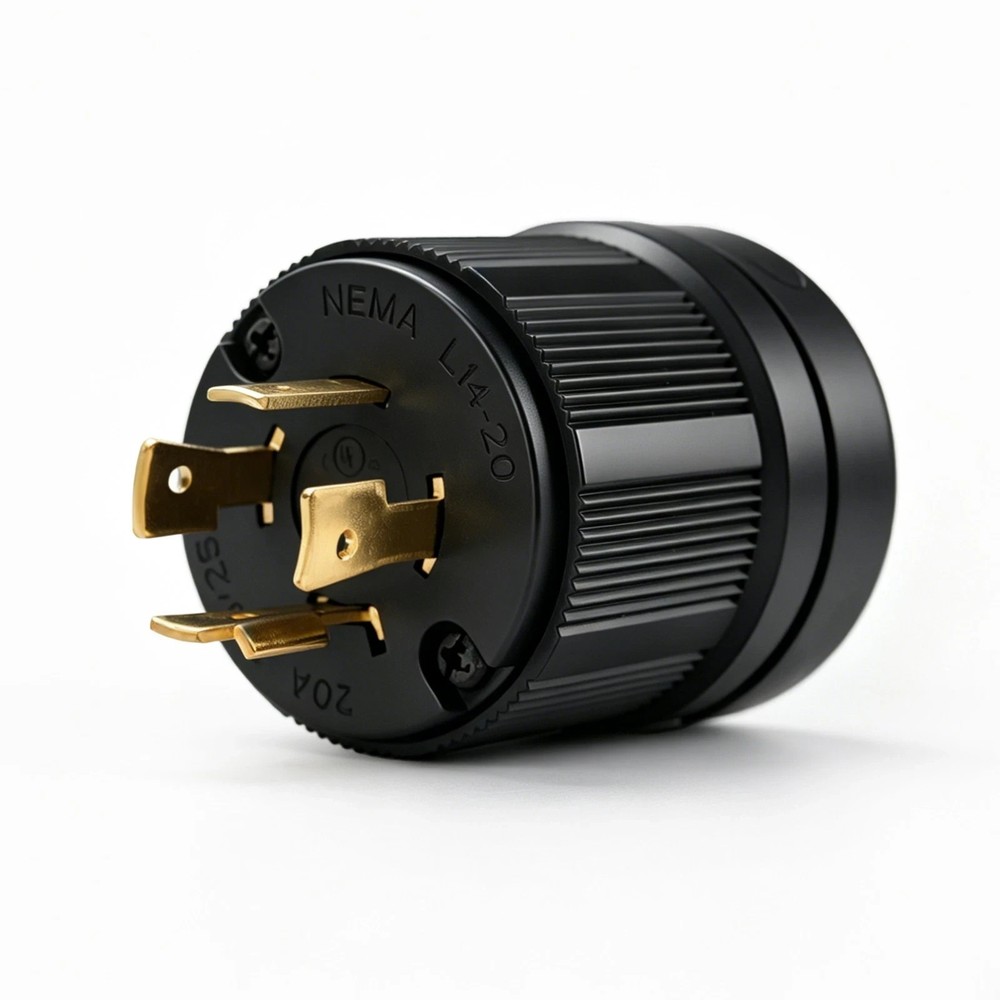 L14-20P Twist Lock Male Plug – 20 Amp 125/250V NEMA Generator Connector – Black