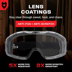 Nocry anti Fog Safety Goggles over Glasses for Men and Women — ANSI Z87.1 Premiu