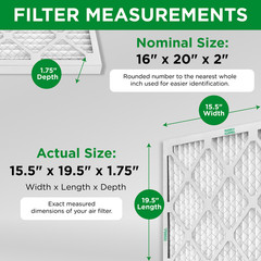 16x20x2 MERV 8 Pleated AC Furnace Air Filters. 4 Pack