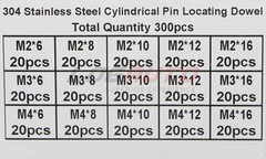 300pcs M2 M3 M4 Dowel Pin Cylindrical Pin Set Locating Pins Kit Stainless Steel