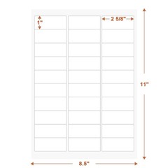 Etiquetas dirección 2,5 cm x 6,7 cm (25 hojas) Para láser/tinta Impresora chorro