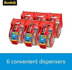 6 pack 3M Scotch Heavy Duty Shipping Packaging Tape & Dispenser 1.88 in x 800in