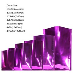 Many Sizes for Glossy Purple Flat Heat-Sealable Foil Open Top Pouch Bag P10