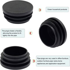 4PCS 50mm 2 Inch Round Plastic Plug, Round Black Plastic End Cap, Pipe Tubing…