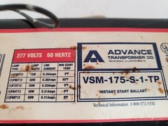 ADVANCE VSM-175-S-1-TP INSTANT START BALLAST, 277V, 60 HERTZ, NIB