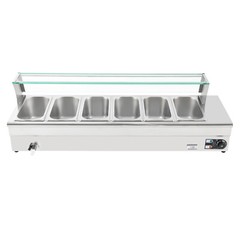 Electric Bain Marie Buffet Server 6 Pans 1200W Commercial Countertop Food Warmer