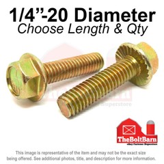 1/4″-20 Grade 5 Serrated Hex Flange Screws Bolts Zinc Yellow (Pick Length & Qty)