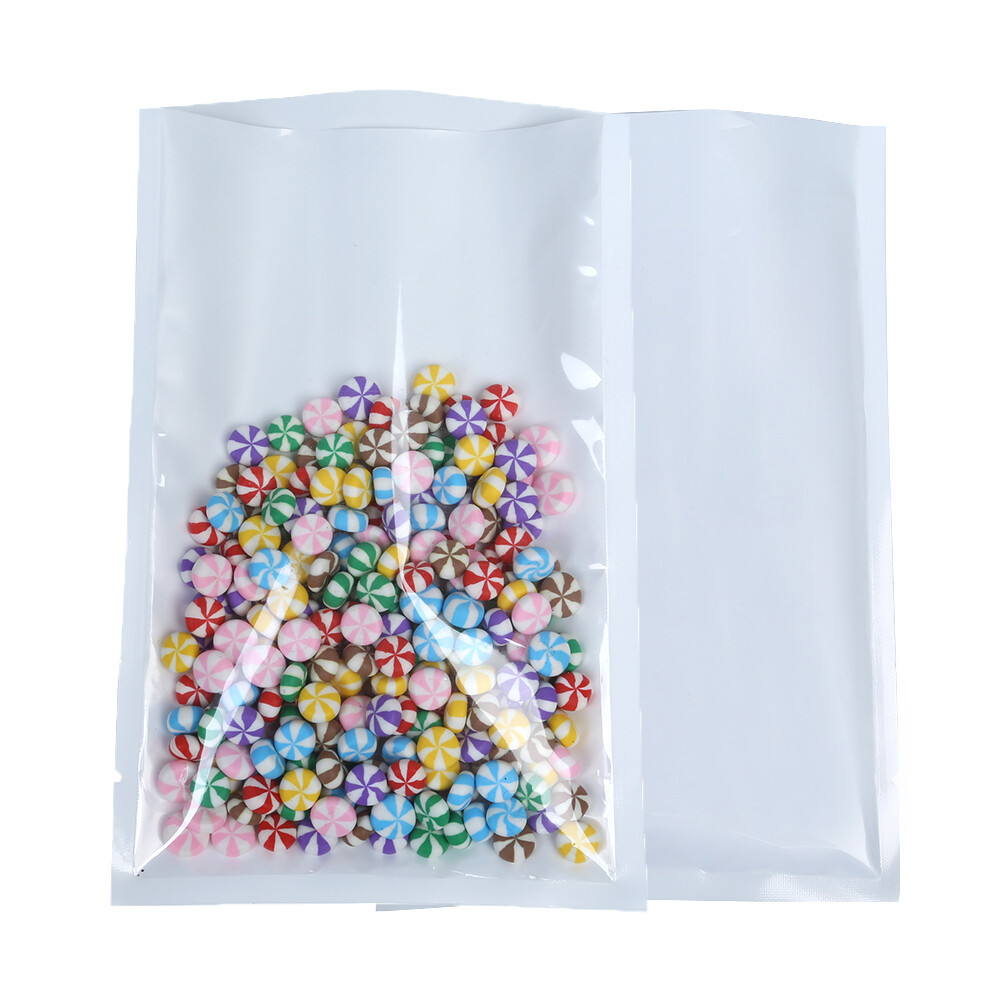 100x Glossy Clear White Back Plastic PE Poly Top Fill Bags 7x10cm 2.75x4in