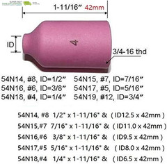 Alumina Nozzle Ceramic Cups Assorted Size Kit Fit QQ300 PTA DB SR WP 17 18 26 TI