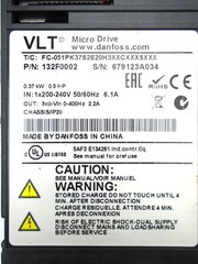 DANFOSS – 132F0002 – VLT Micro Drive 0.37 kW 0.5HP – 1X200-240V 3X0-VIN 0-400Hz