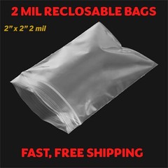 2″x 2″ CLEAR 2 MIL ZIP SEAL BAGS POLY PLASTIC RECLOSABLE LOCK MINI SMALL BAGGIES