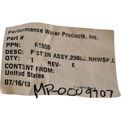 NEW Performance Water Products 61555, Lower Piston with No Hard Water Bypass for
