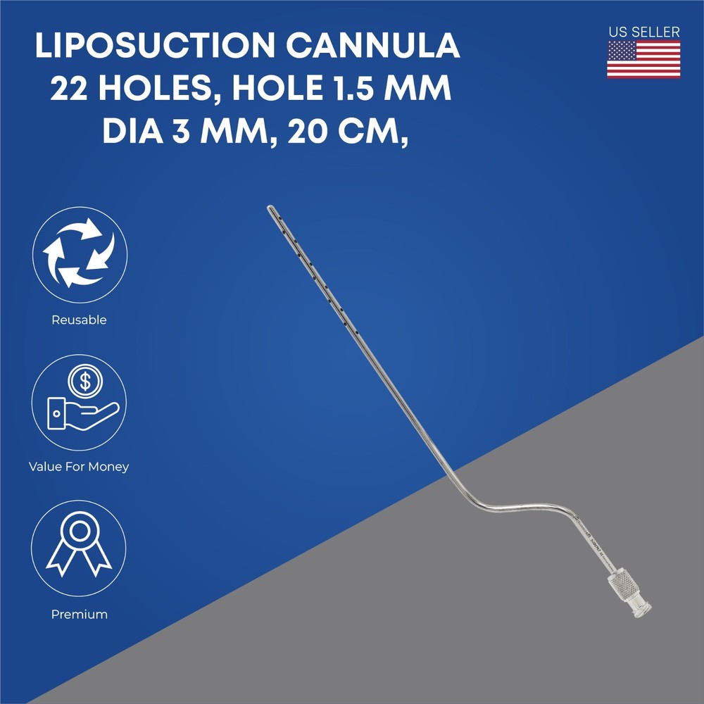 Liposuction Cannulas 22 holes hole 1.5 mm Fat Transfer Dia 3 mm x length 20cm