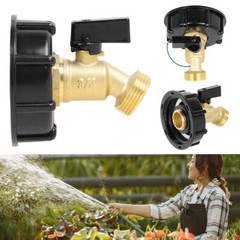 275 330 Gal IBC Tote Tank Hose Adapter 2″ Brass Fittings Faucet Shut-Off Valve