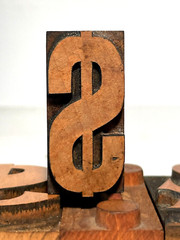Vintage WOOD $ DOLLAR SIGN $ Letterpress MONEY LETTER PRINT TYPE Printing