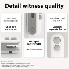 Mini Bag Sealer Rechargeable Bag Sealer 2 In 1 Bag Sealer Heat Seal With Cutter